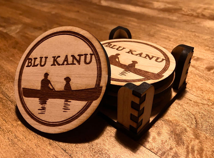 Laser etched coaster set