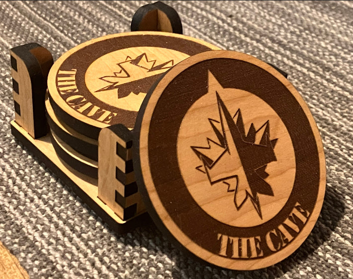 Laser etched coaster set