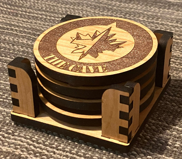 Laser etched coaster set
