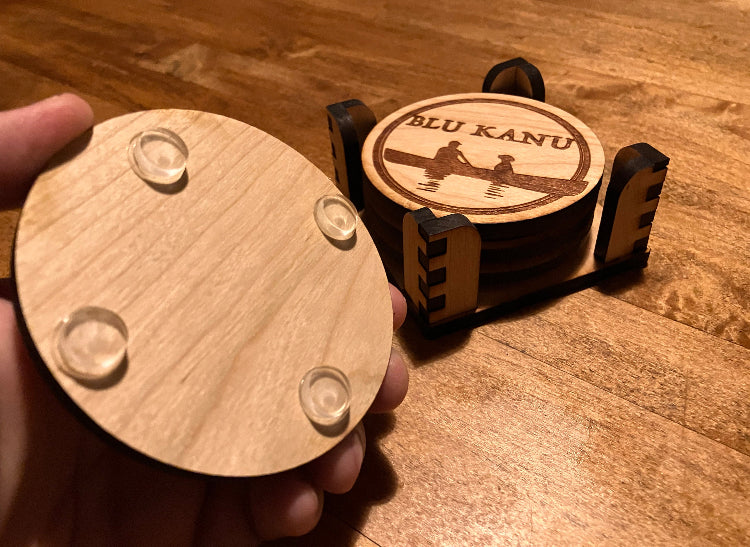 Laser etched coaster set