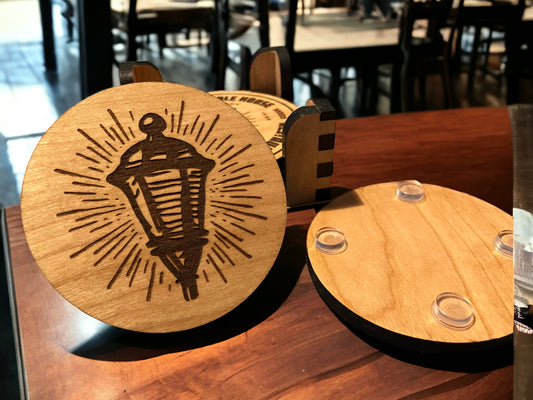 Laser etched coaster set