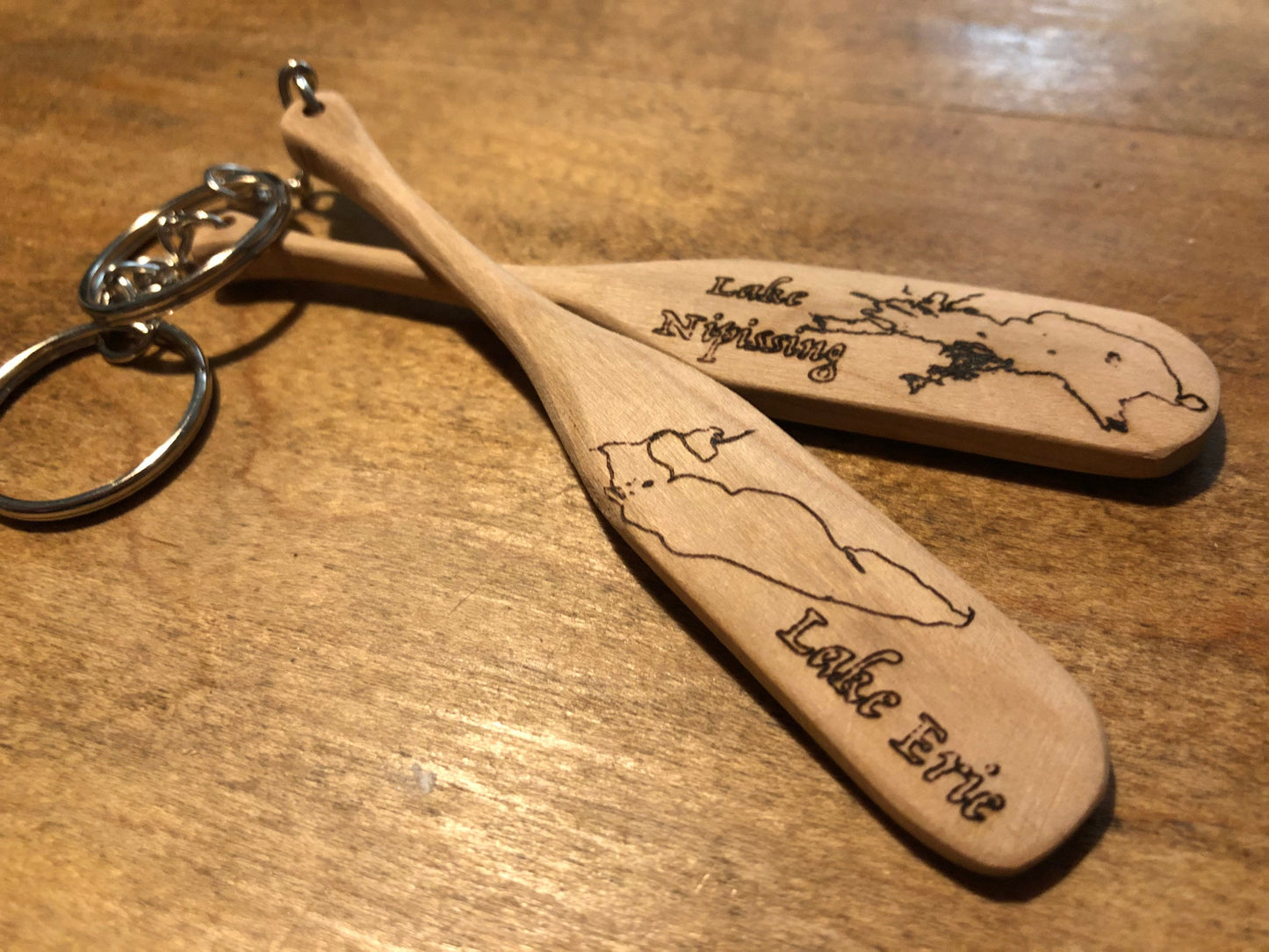Personalized canoe paddle keychain