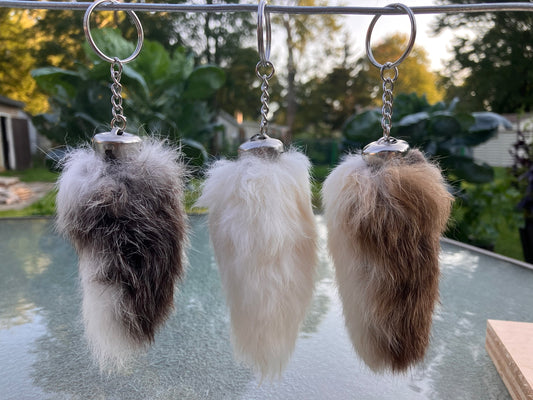 Fluffy rabbit tail keychain